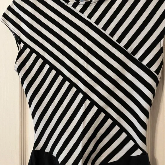 Vintage blk white stripe dress - Picture 3 of 5